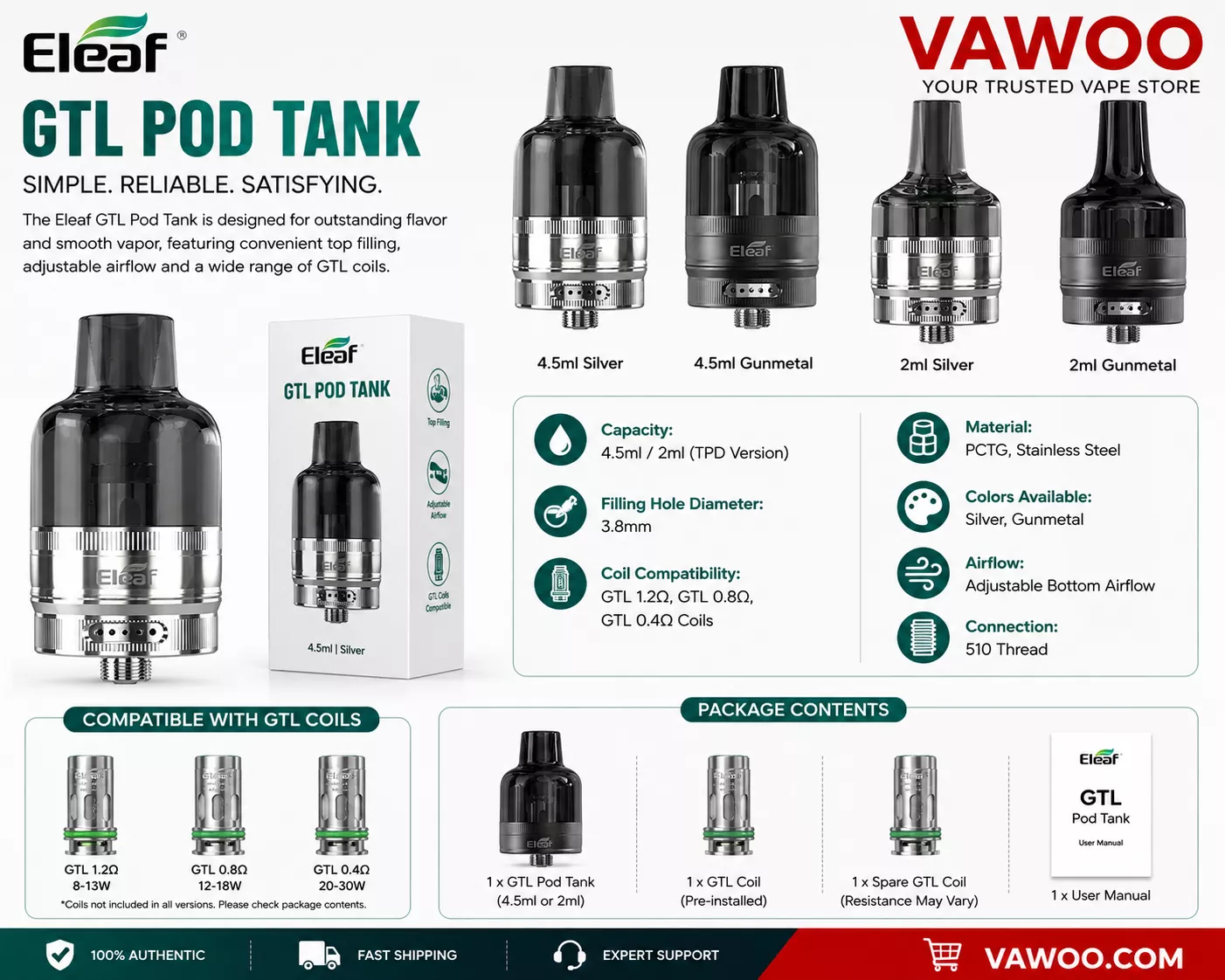 Eleaf GTL Pod Tank atomizer tank for coils & atomizers - related product image