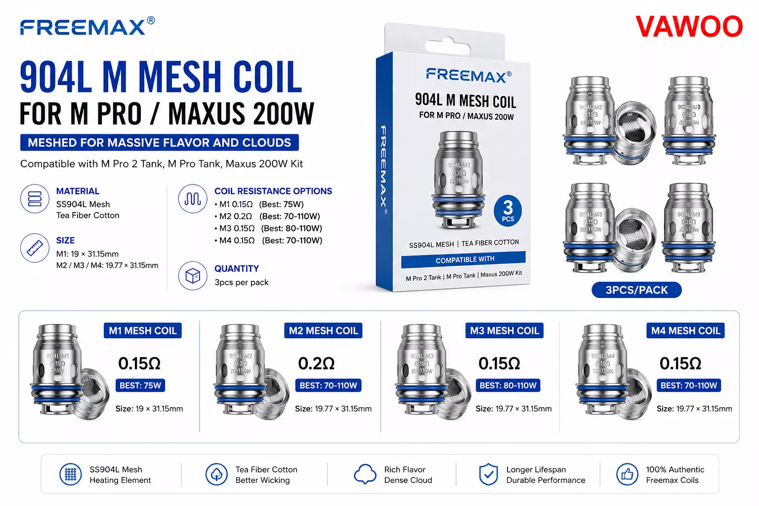 Freemax 904L M Mesh Coil for M Pro/Maxus 200W replacement coil for coils & atomizers - related product image