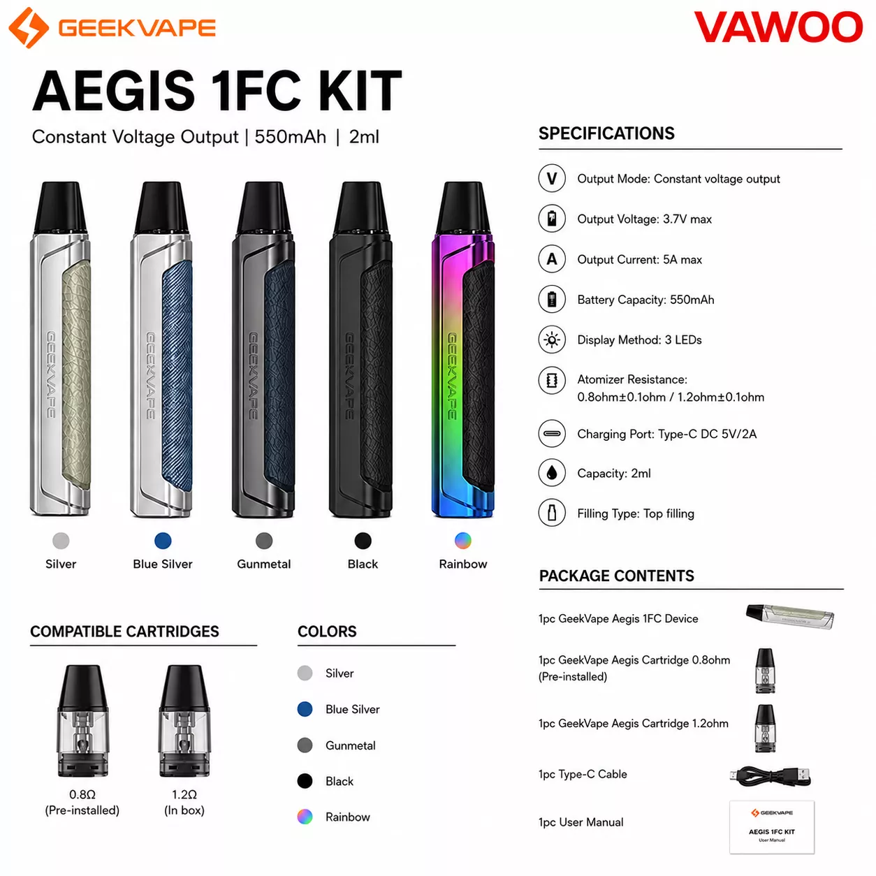 GeekVape Aegis 1FC Kit vape kit for coils & atomizers - main product image