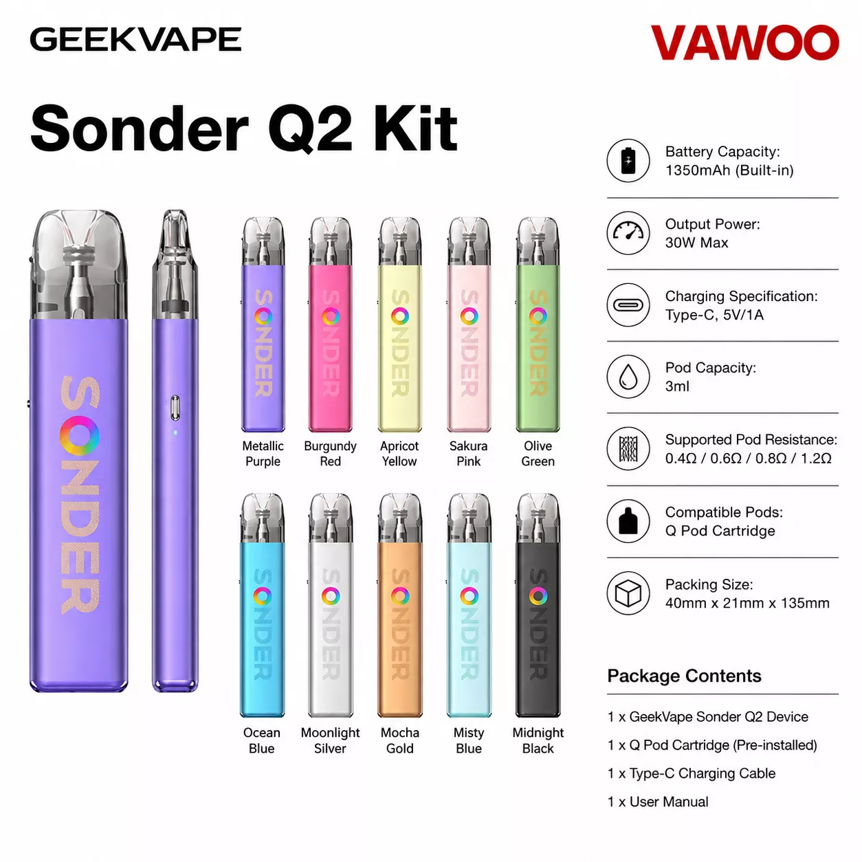 GeekVape Sonder Q2 Kit by Vaping Space vape kit for pod systems - related product image