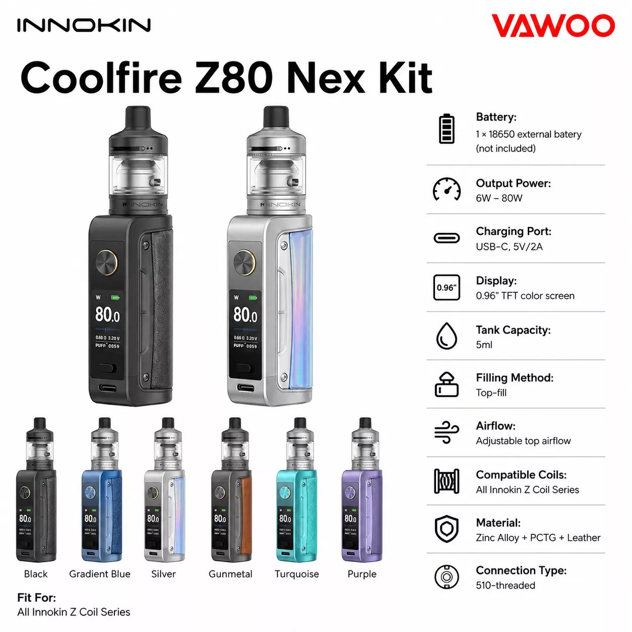 Innokin Coolfire Z80 Nex Kit vape kit for vape kits - related product image