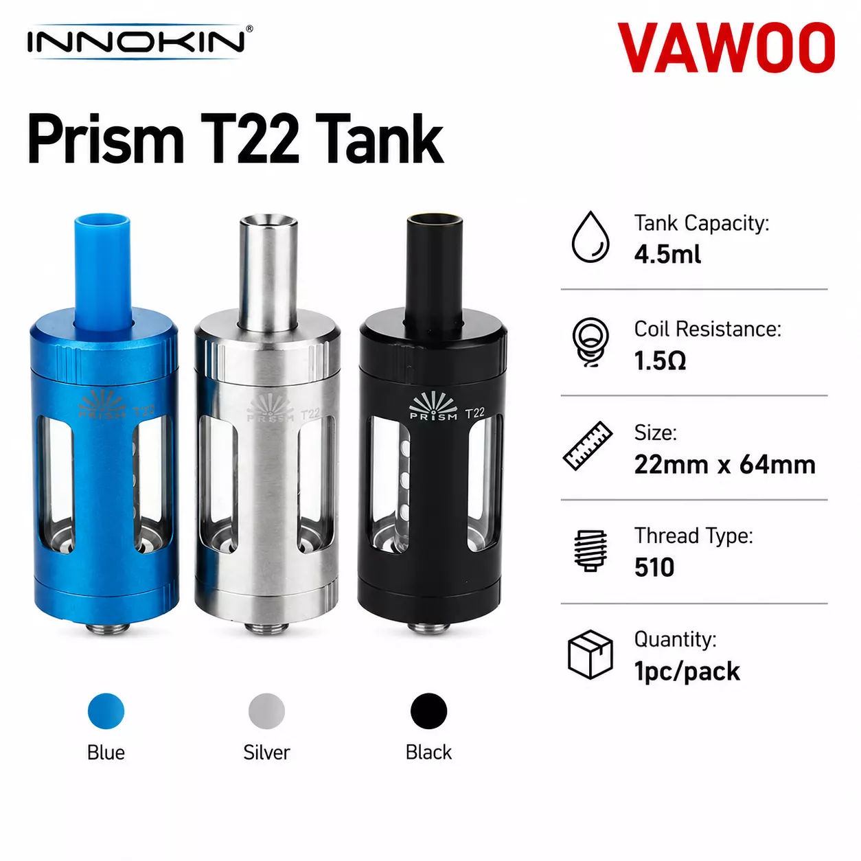 Innokin Prism T22 Tank atomizer tank for coils & atomizers - main product image