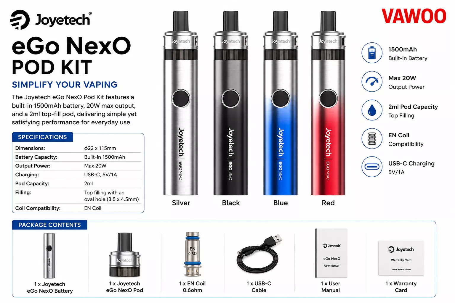 Joyetech eGo NexO Pod Kit pod system for coils & atomizers - related product image