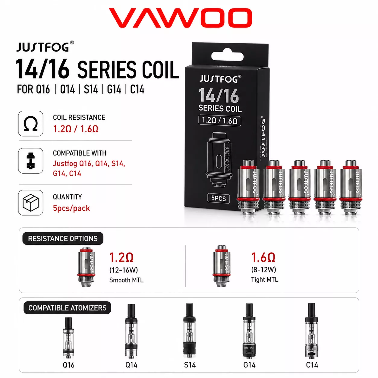 Justfog 14/16 Series Coil replacement coil for coils & atomizers - main product image