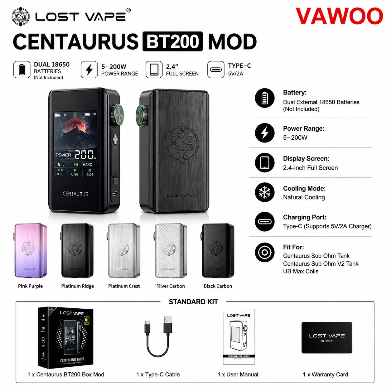 Lost Vape Centaurus BT200 Mod vape mod for vape mods - related product image
