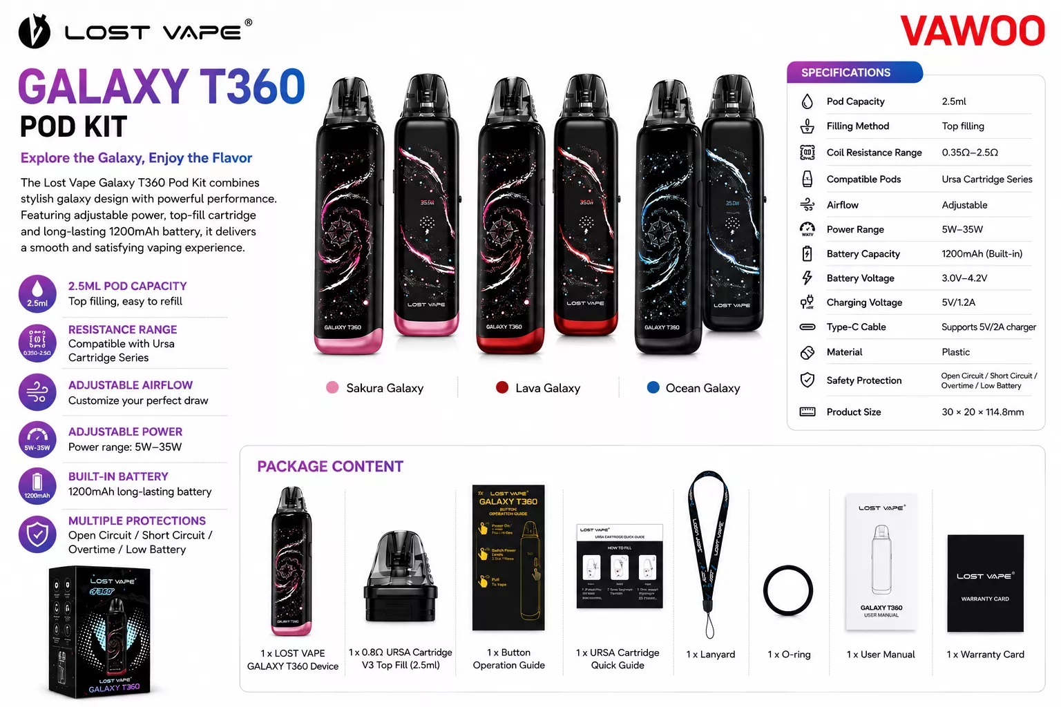 Lost Vape Galaxy T360 Pod Kit pod system for pod systems - related product image