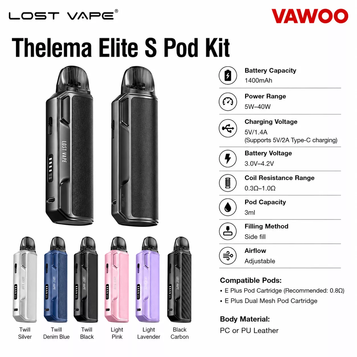Lost Vape Thelema Elite S Pod Kit pod system for pod systems - related product image