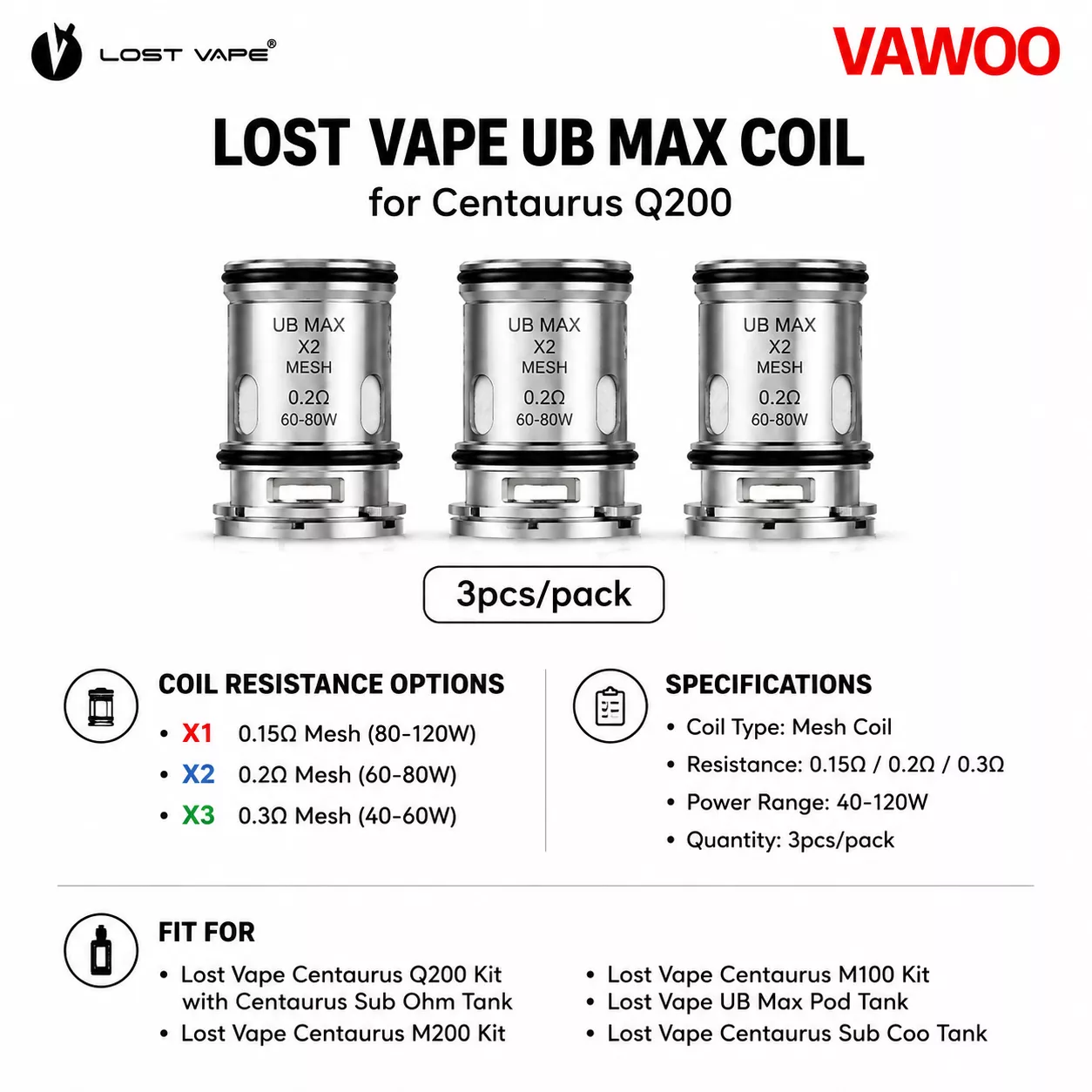Lost Vape UB Max Coil for Centaurus Q200 replacement coil for coils & atomizers - related product image