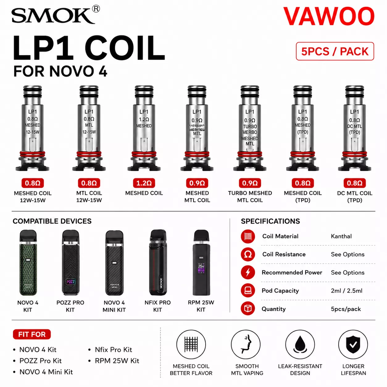 SMOK LP1 Coil for NOVO 4 replacement coil for coils & atomizers - related product image
