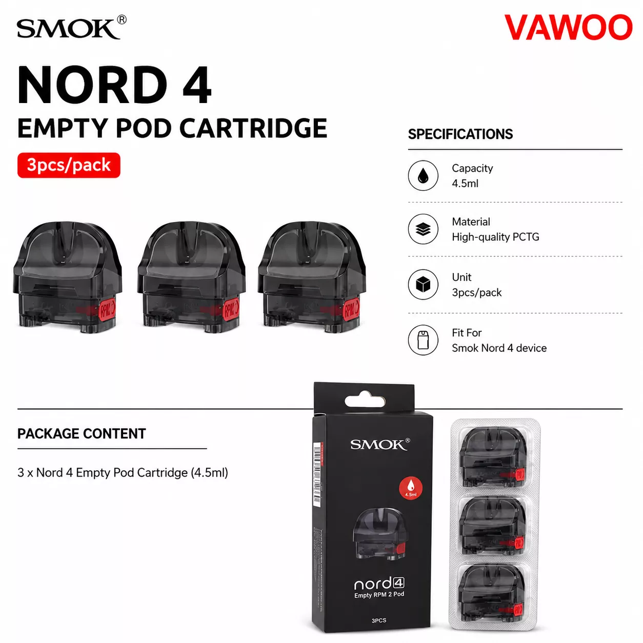 SMOK Nord 4 Empty Pod Cartridge pod system for pod systems - main product image