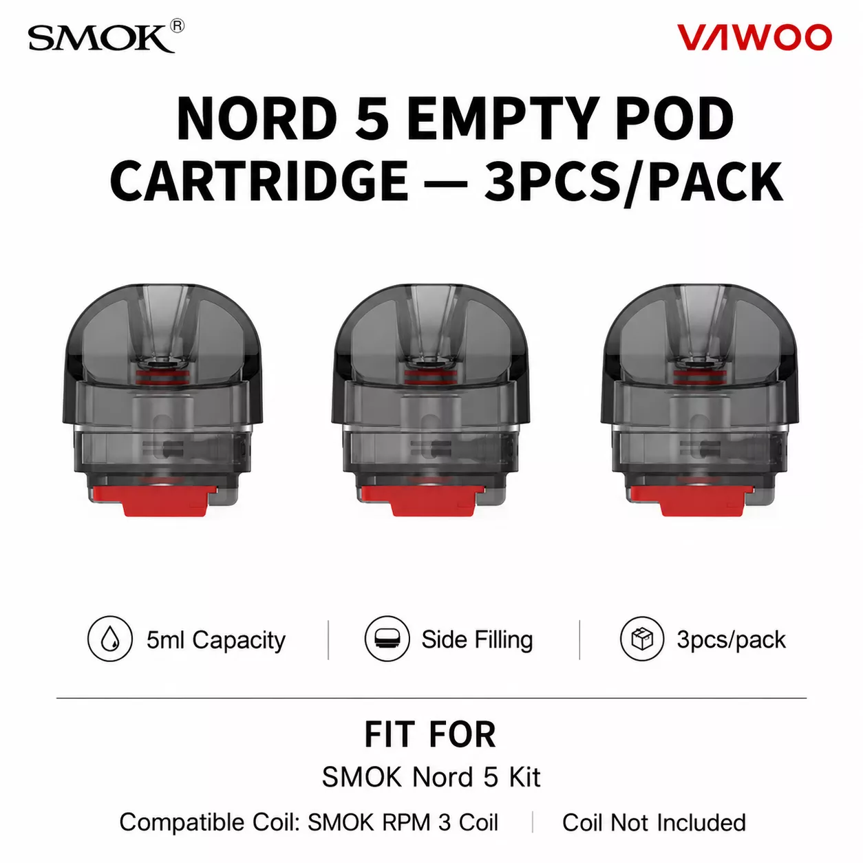 SMOK Nord 5 Empty Pod Cartridge 5ml (3pcs/pack) pod system for pod systems - related product image