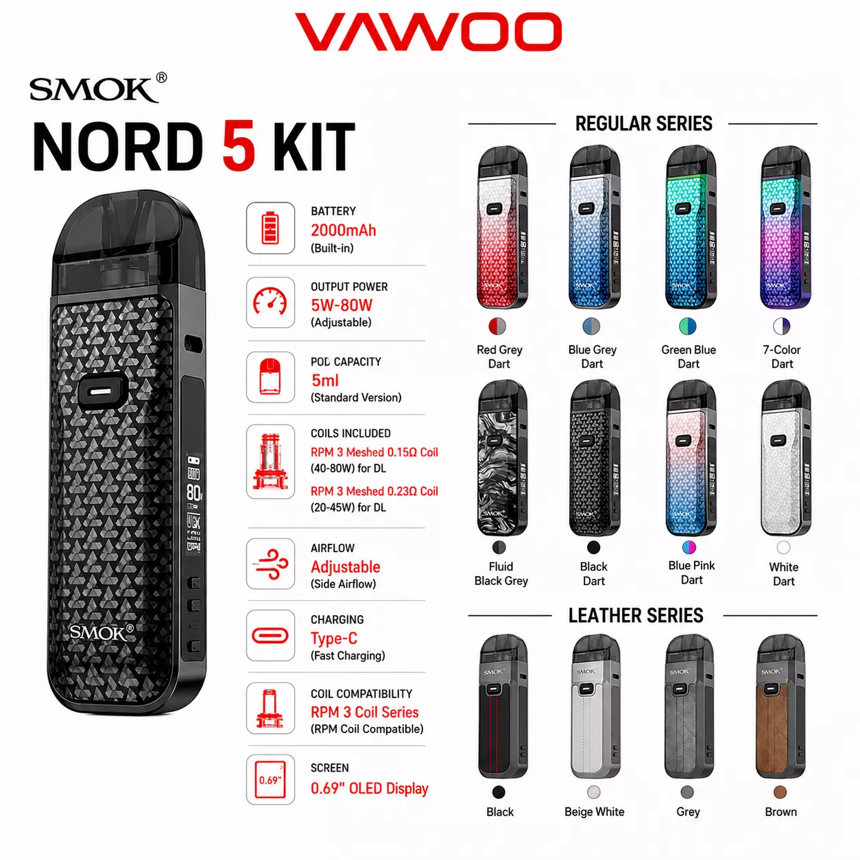 SMOK Nord 5 Kit vape kit for pod systems - main product image