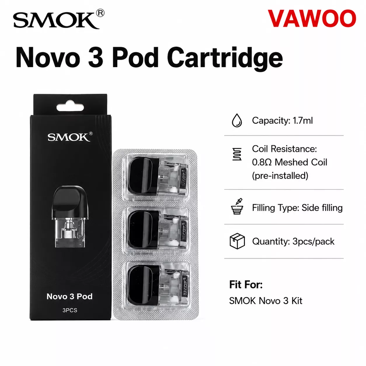 SMOK Novo 3 Pod Cartridge pod system for pod systems - main product image