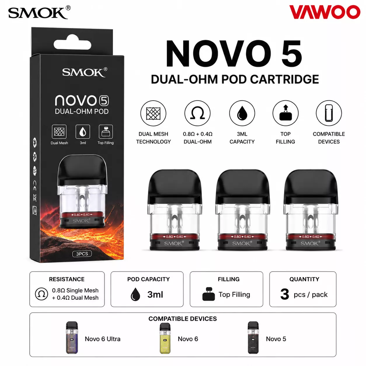 SMOK Novo 5 Dual-Ohm Pod Cartridge pod system for pod systems - related product image