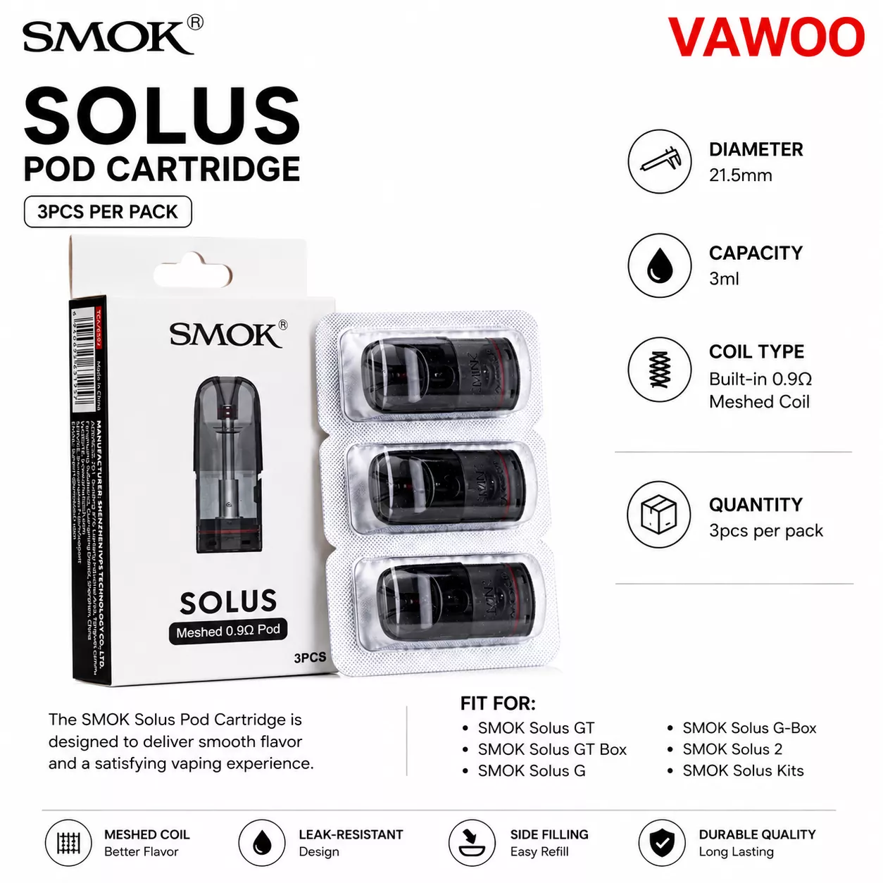SMOK Solus Pod Cartridge 3ml pod system for coils & atomizers - related product image