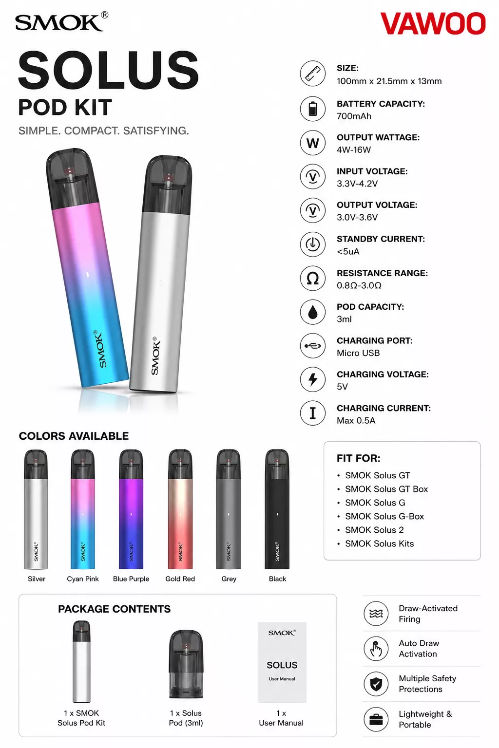 SMOK Solus Pod Kit pod system for pod systems - main product image