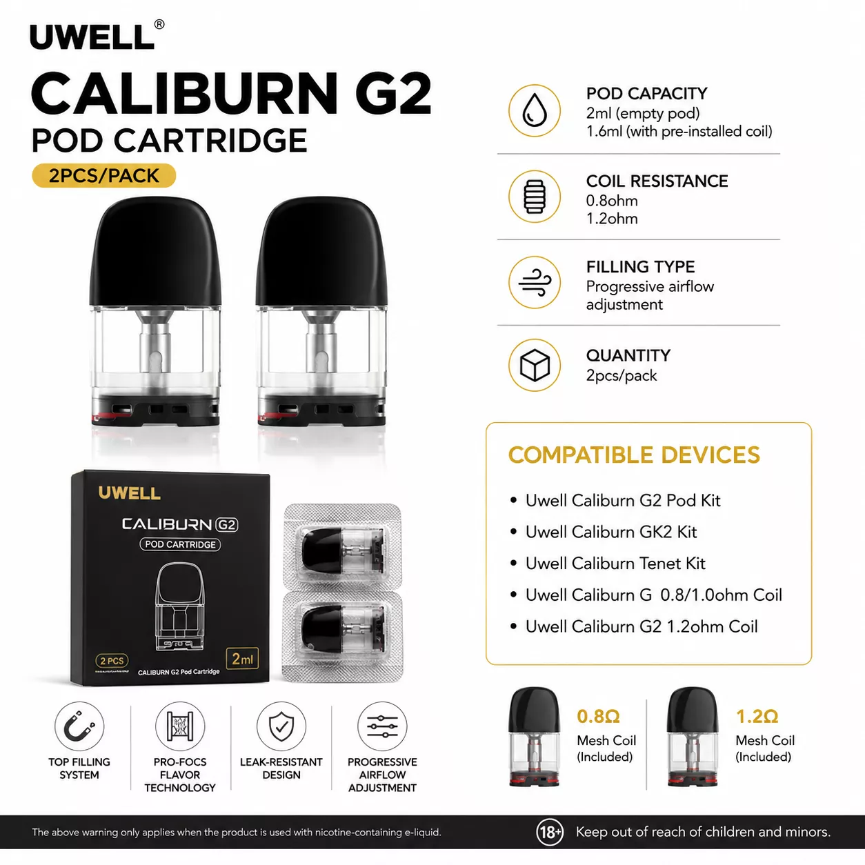 Uwell Caliburn G2 Pod Cartridge 2pcs pod system for coils & atomizers - related product image