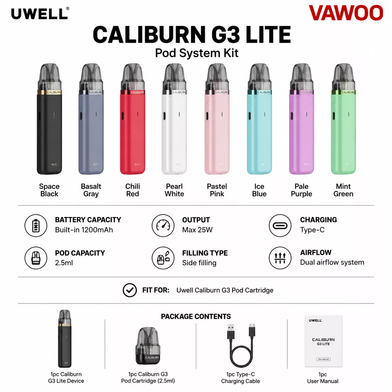 Uwell Caliburn G3 Lite Pod System Kit pod system for coils & atomizers - related product image