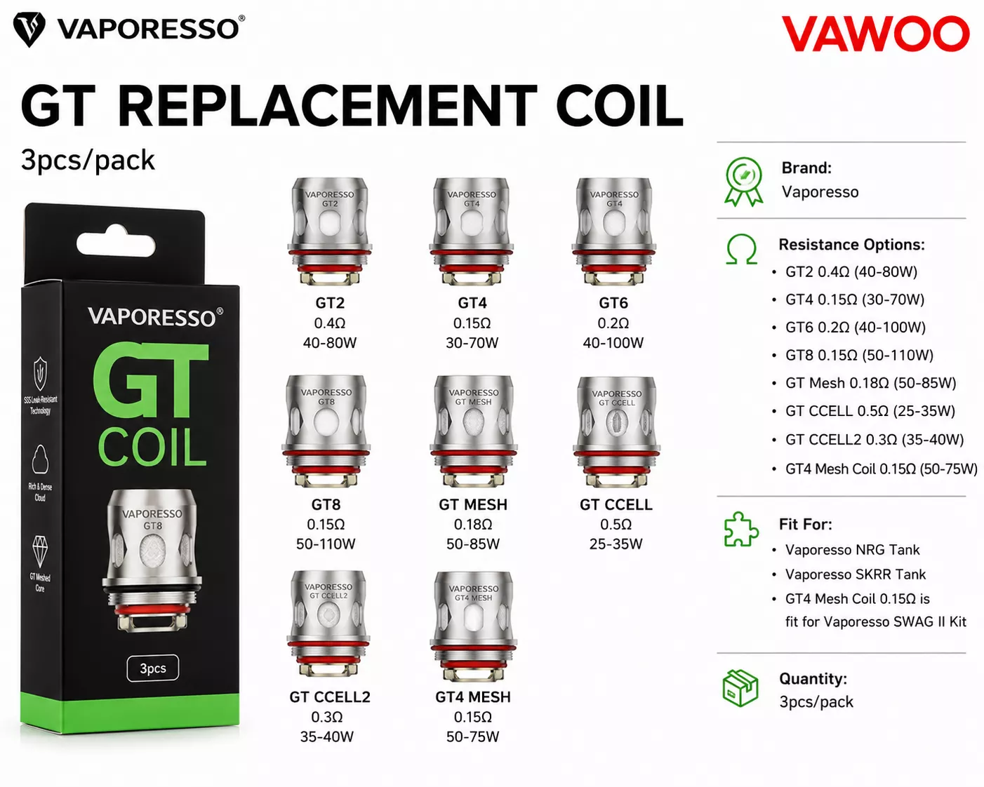 Vaporesso GT Replacement Coil 3pcs replacement coil for coils & atomizers - related product image