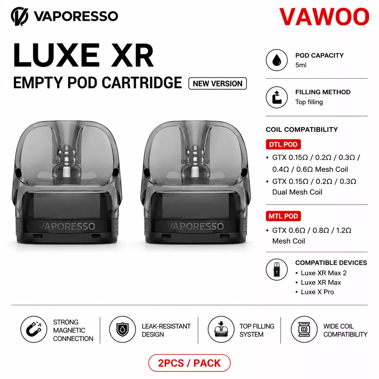 Vaporesso Luxe XR Empty Pod Cartridge New Version pod system for pod systems - related product image