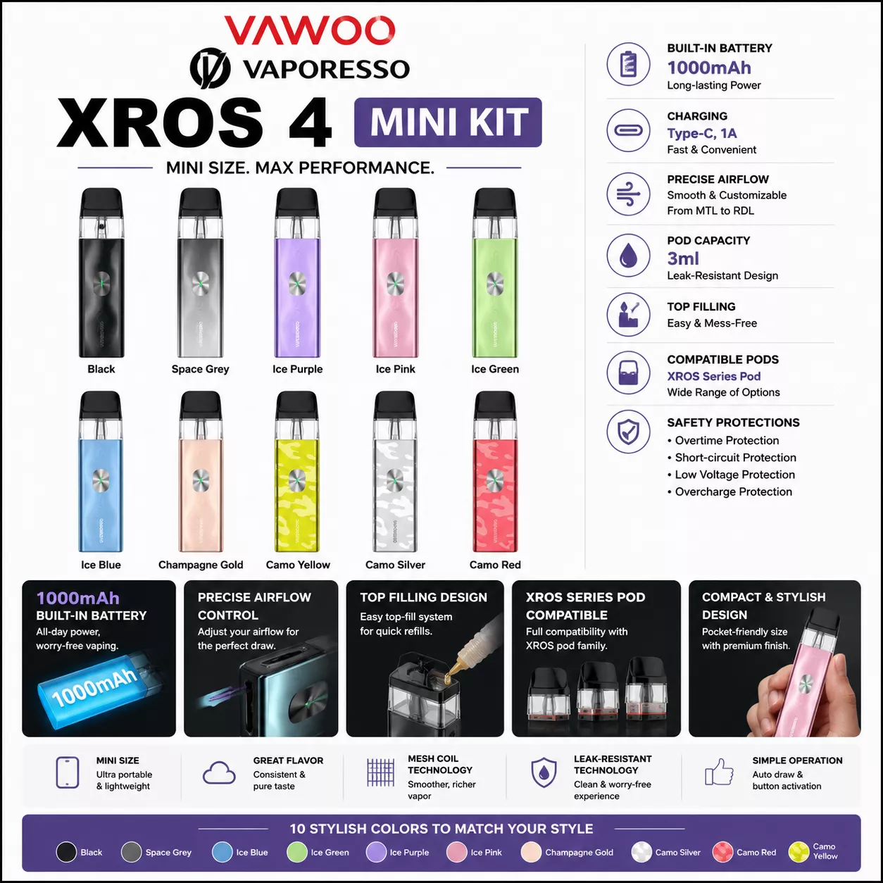 Vaporesso XROS 4 Mini Kit vape kit for vape kits - main product image