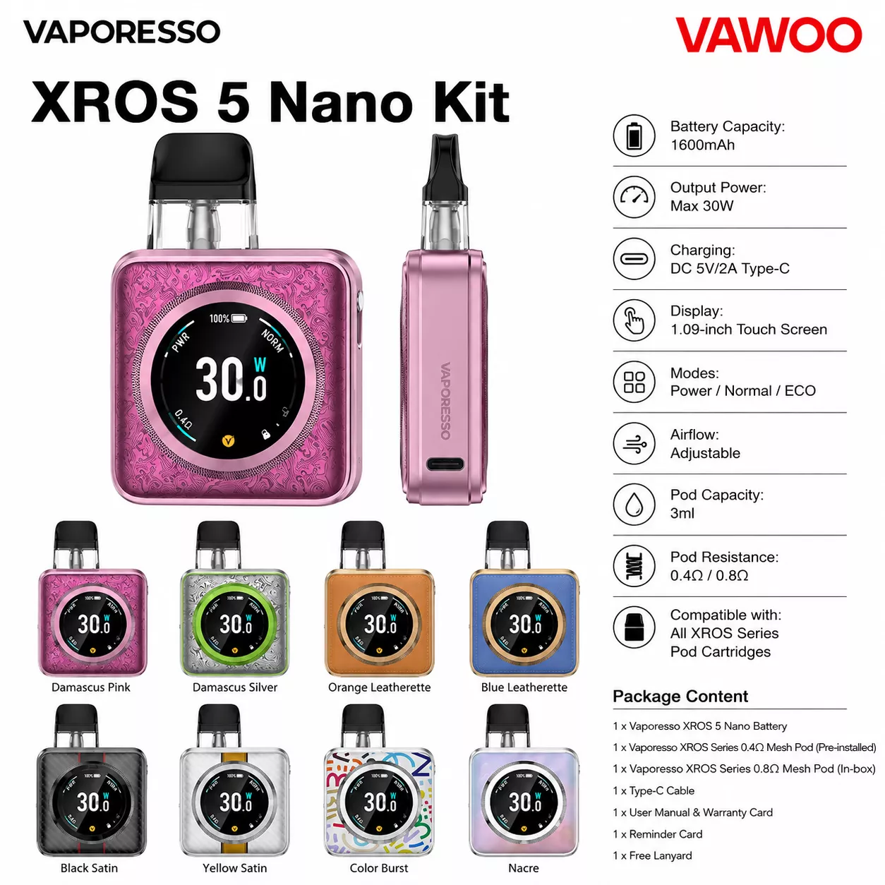 Vaporesso Xros 5 Nano Kit vape kit for pod systems - main product image