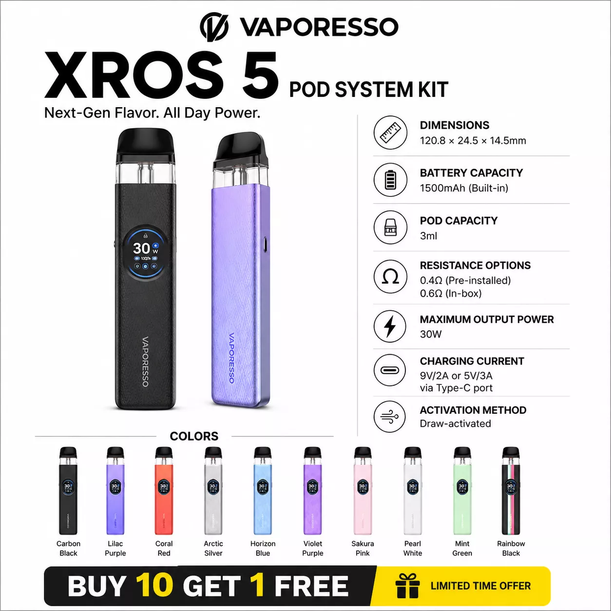 Vaporesso XROS 5 Pod System Kit 1500mAh 3ml pod system for pod systems - main product image
