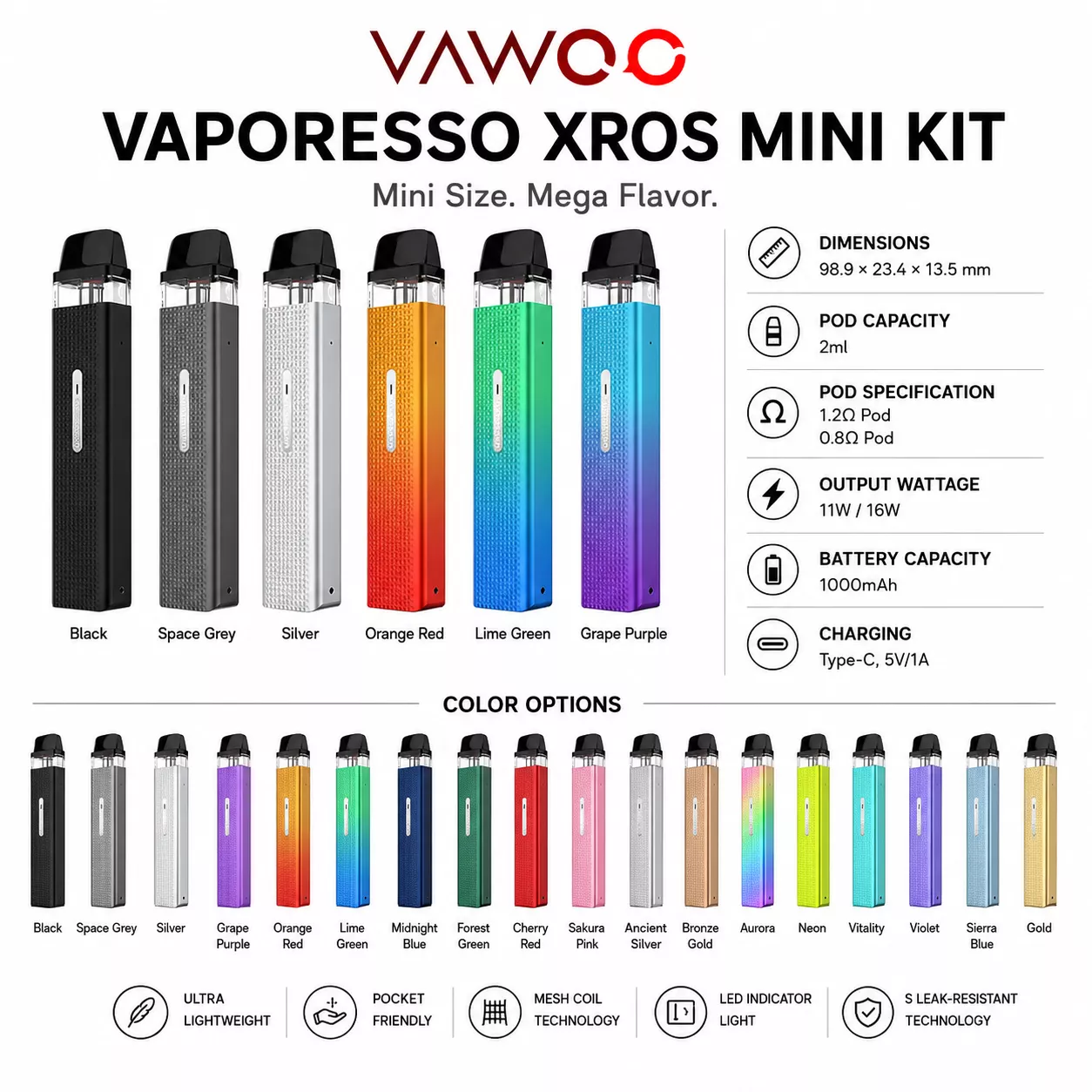 Vaporesso XROS Mini Kit vape kit for pod systems - main product image