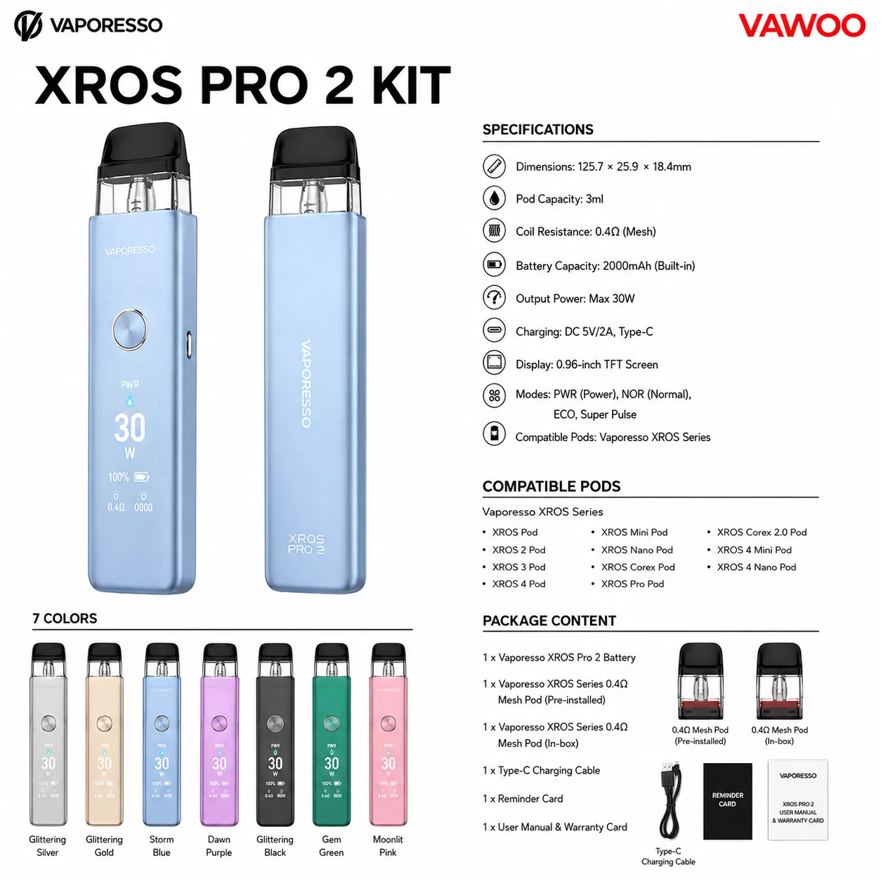 Vaporesso XROS Pro 2 Pod Kit by Vaping Space pod system for pod systems - main product image