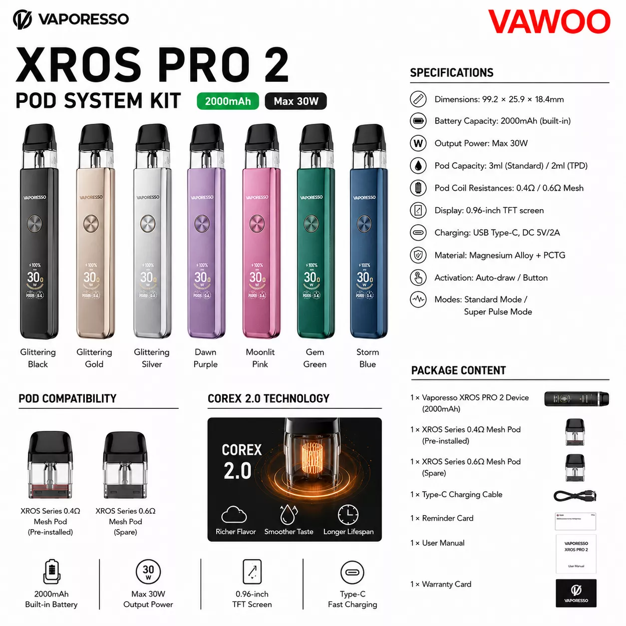 Vaporesso XROS PRO 2 Pod System Kit 2000mAh 3ml (Max 30W) pod system for pod systems - related product image