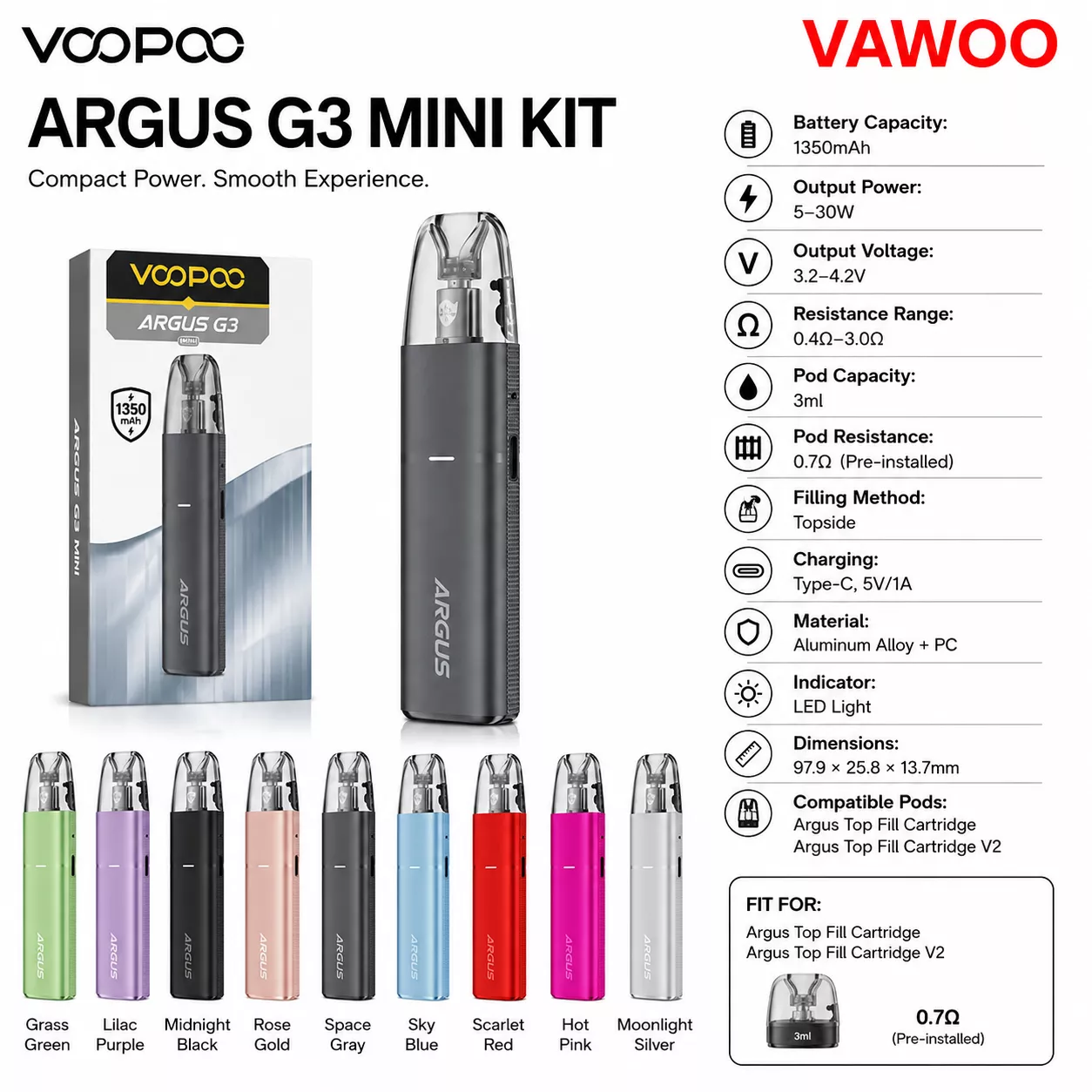 VOOPOO Argus G3 Mini Kit vape kit for coils & atomizers - related product image