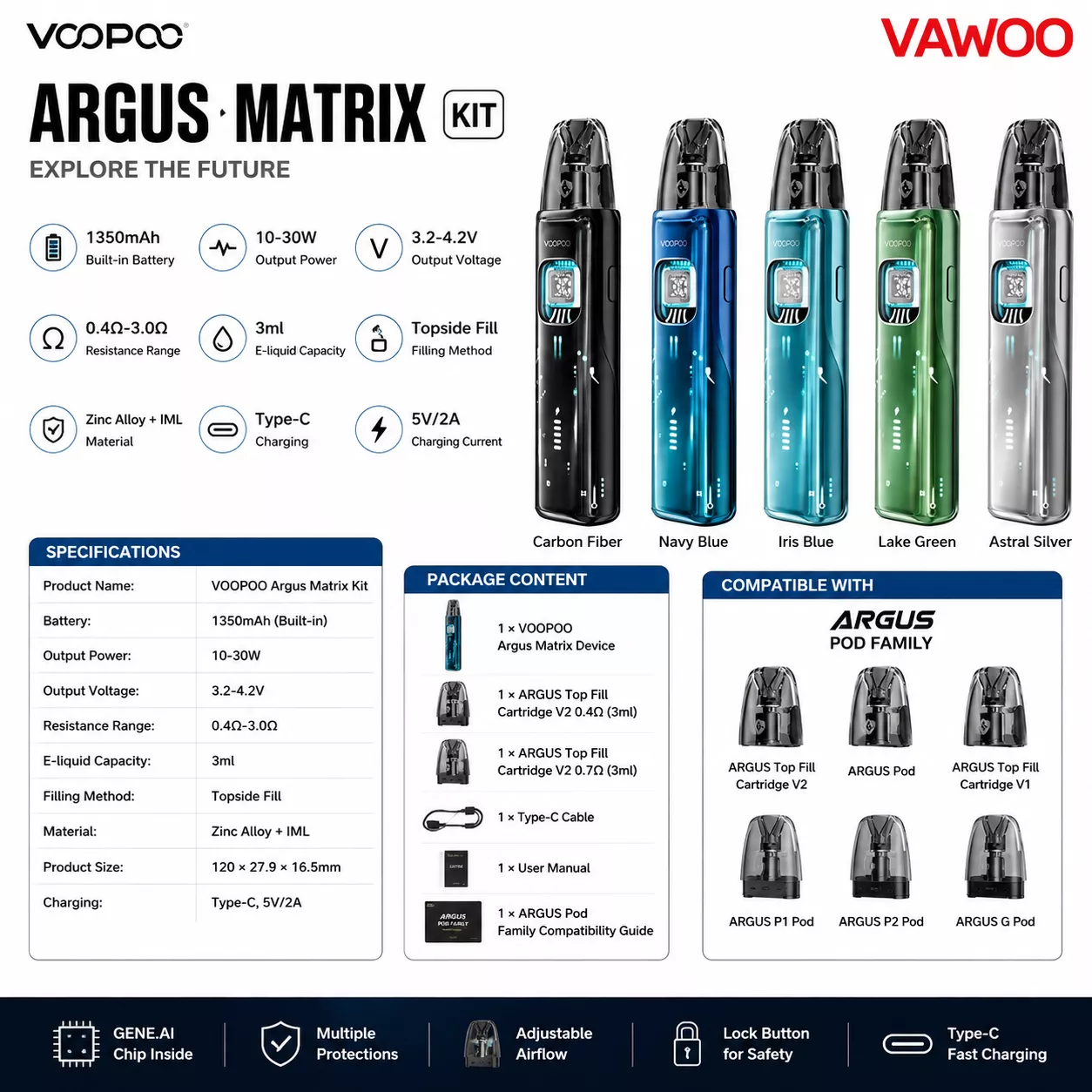 VOOPOO Argus Matrix Kit vape kit for pod systems - main product image