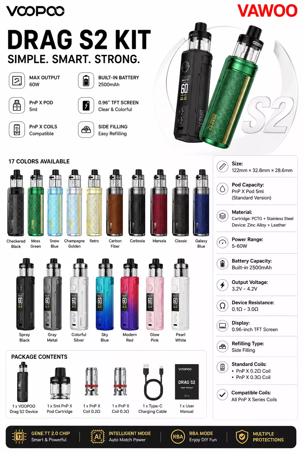VOOPOO Drag S2 Kit vape kit for pod systems - main product image