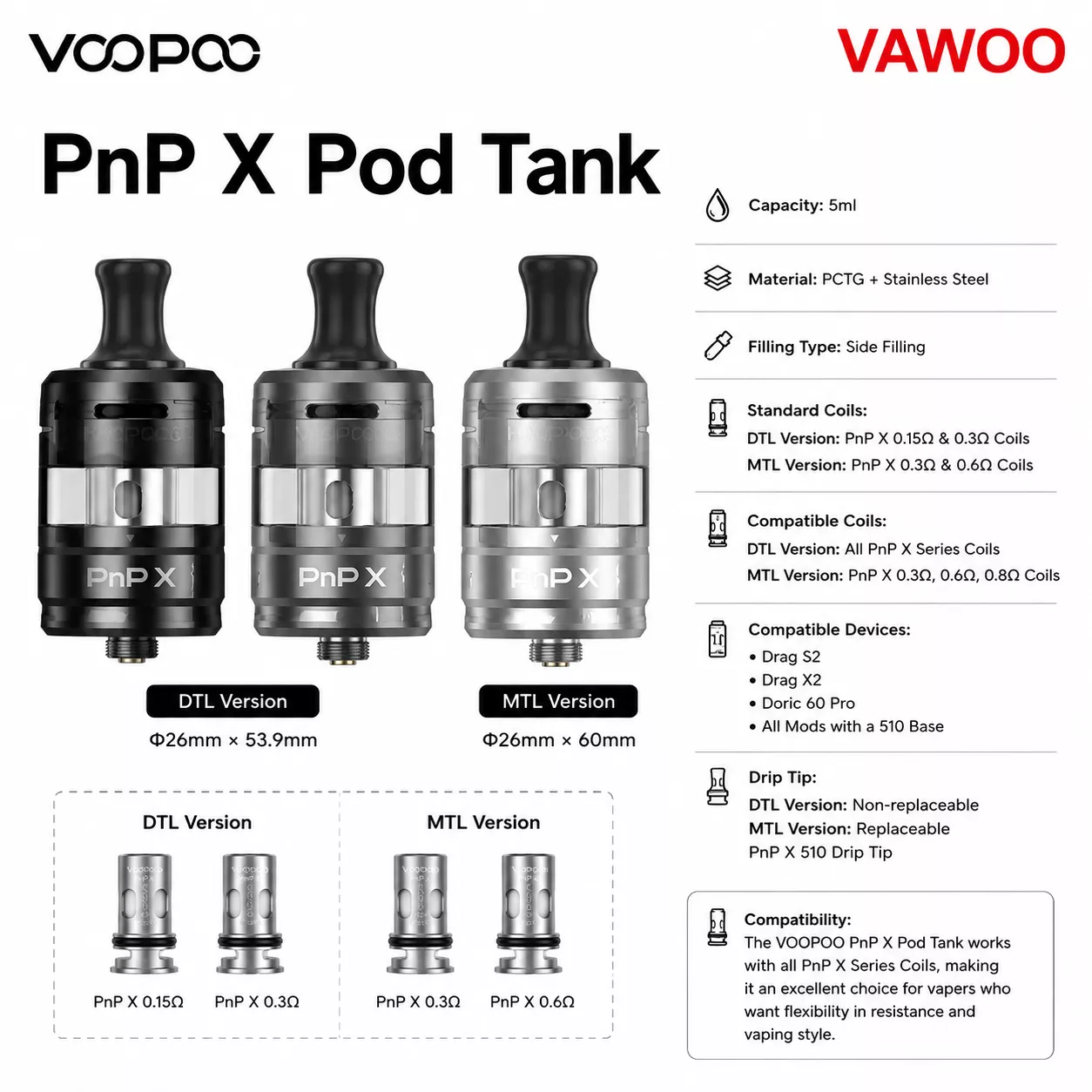 VOOPOO PnP X Pod Tank atomizer tank for coils & atomizers - related product image