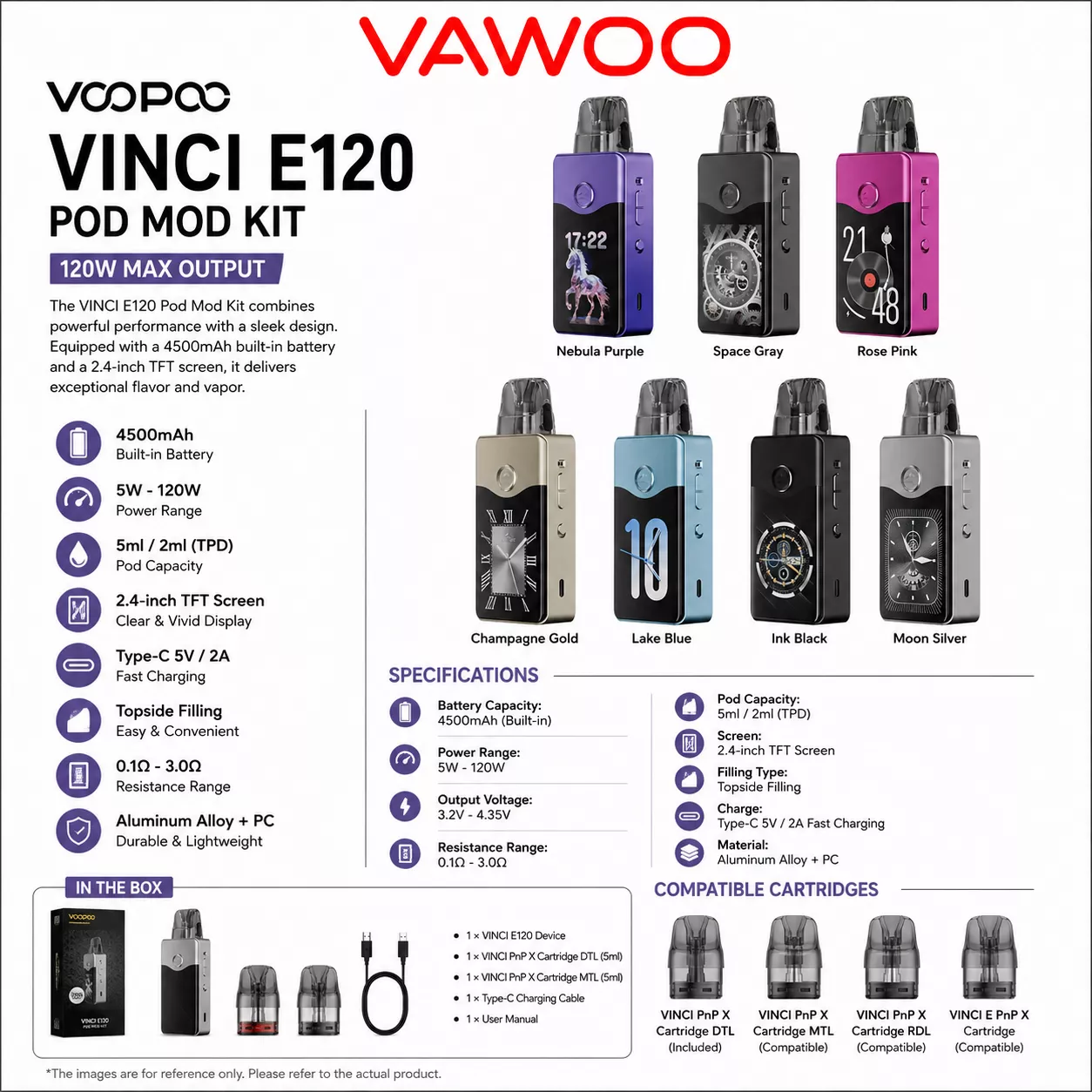 VOOPOO VINCI E120 Pod Mod Kit 4500mAh 120W 5ml vape mod for pod systems - related product image