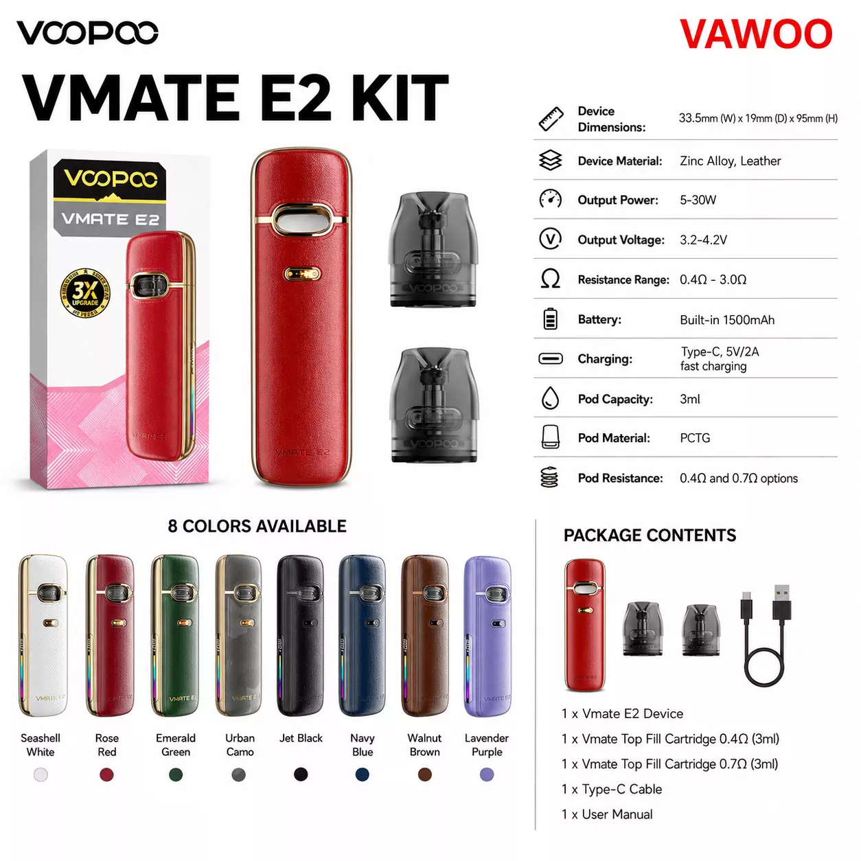 VOOPOO Vmate E2 Kit vape kit for pod systems - main product image