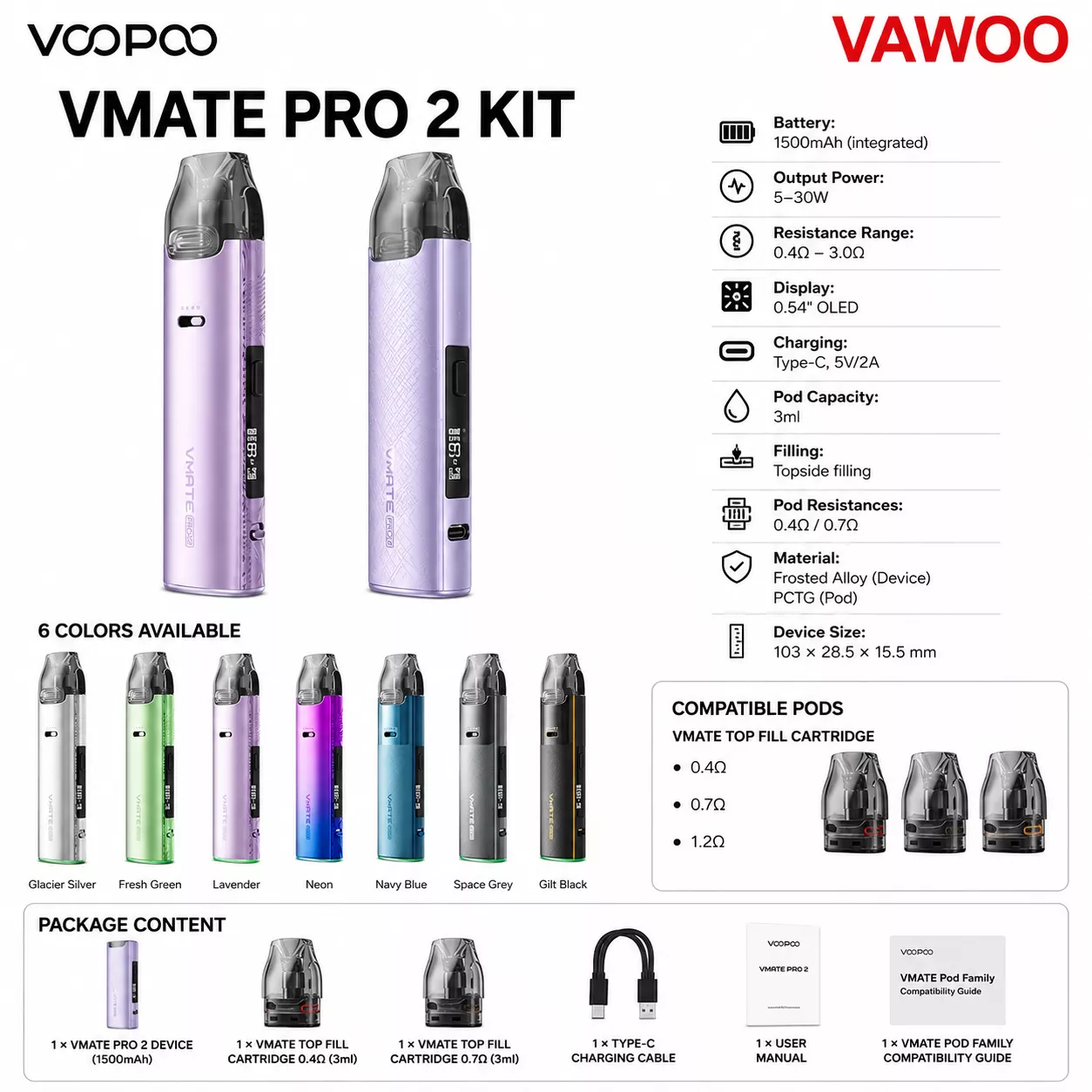 VOOPOO Vmate Pro 2 Kit vape kit for pod systems - related product image